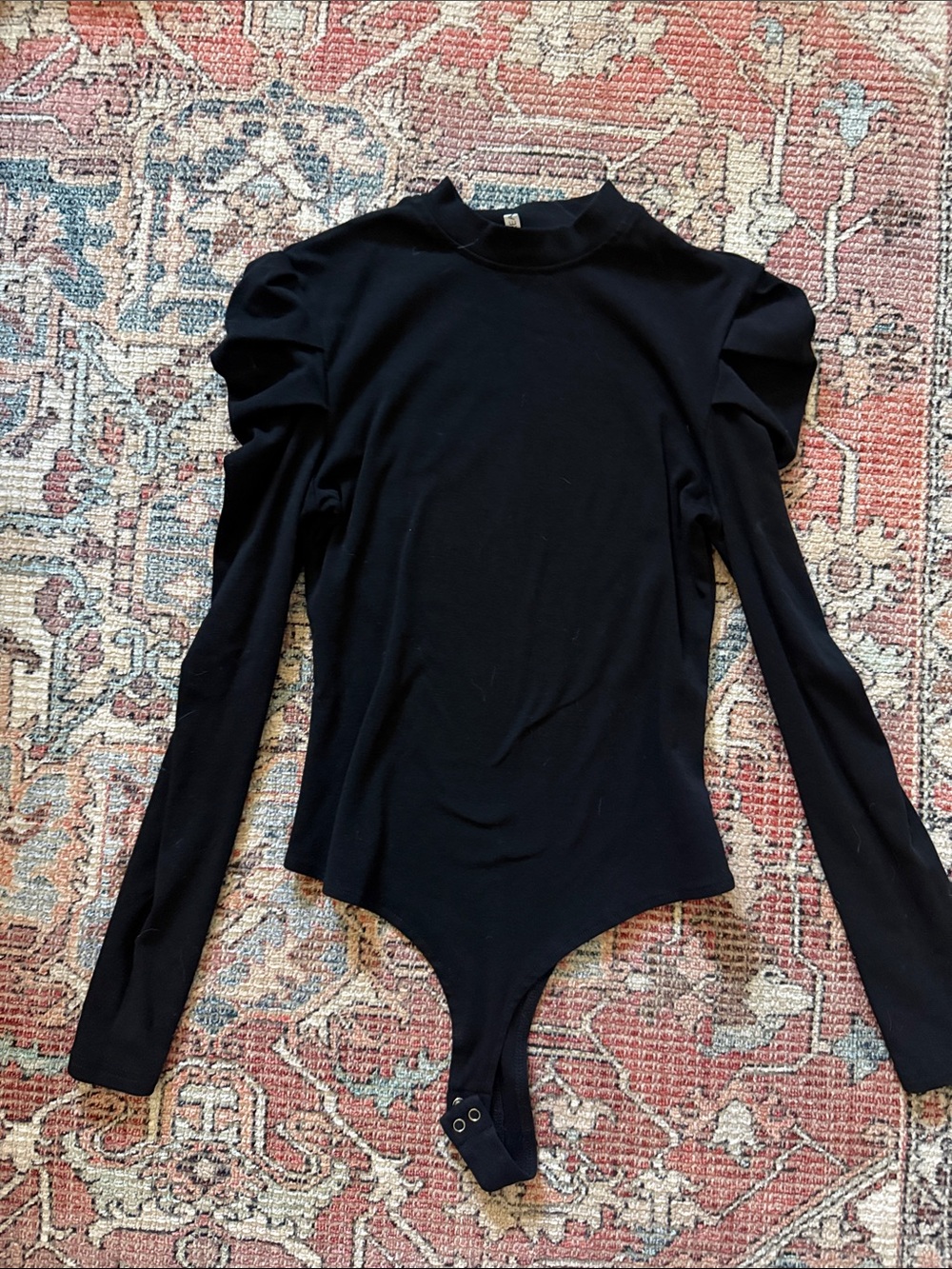 Black Puff-Sleeve Long-Sleeve Bodysuit - Women